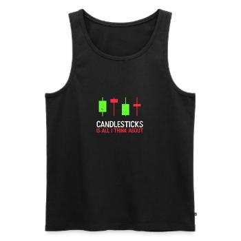Aktienhandel denken über Candlesticks Geschenk - Männer Premium Bio Tank Top - Schwarz - Vorne - AI Model Male 178 light (178cm)