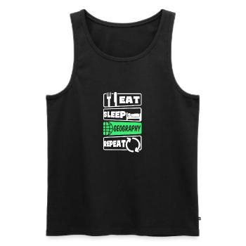 Geographielehrer Essen Schlaf Wiederholung - Männer Premium Bio Tank Top - Schwarz - Vorne - AI Model Male 178 light (178cm)