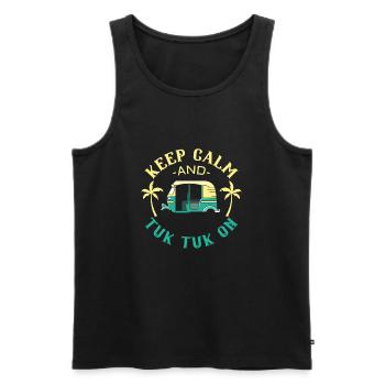 Conception de surf d’été d’un tuk tuk - Débardeur bio Premium Homme - noir - Devant - AI Model Male 178 light (178cm)