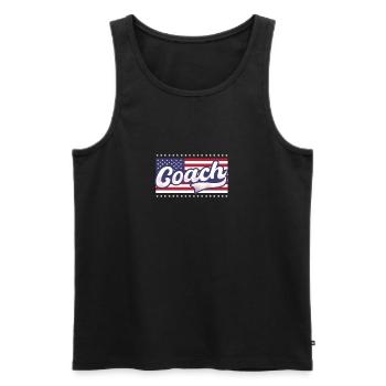 American Flag Coach 4th of July Stars Font - Men's Premium Organic Tank Top - black - Front - Michal (187cm)