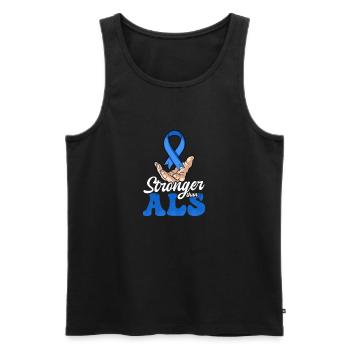 ALS Bekanntheiten stärker als ALS - Männer Premium Bio Tank Top - Schwarz - Vorne - AI Model Male 178 light (178cm)