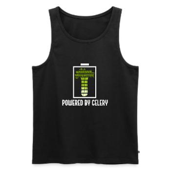 Powered by Celery Healthy Vegetables Food - Men's Premium Organic Tank Top - black - Front - Michal (187cm)