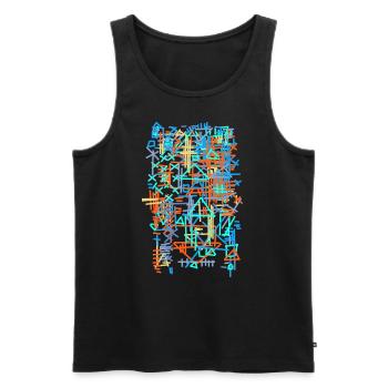 Muster / Bauhaus -Teppich - Männer Premium Bio Tank Top - Schwarz - Vorne - Michal (187cm)