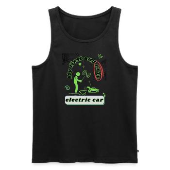 Skeptical about electric cars, EVs - Men's Premium Organic Tank Top - black - Front - Michal (187cm)