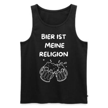 LA BIÈRE EST MA RELIGION - Débardeur bio Premium Homme - noir - Devant - AI Model Male 178 light (178cm)