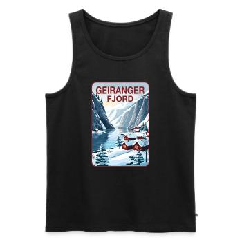 Geiranger Fjord - Männer Premium Bio Tank Top - Schwarz - Vorne - AI Model Male 178 light (178cm)