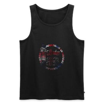 London - Männer Premium Bio Tank Top - Schwarz - Vorne - AI Model Male 178 light (178cm)