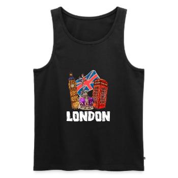 London - Männer Premium Bio Tank Top - Schwarz - Vorne - AI Model Male 178 light (178cm)