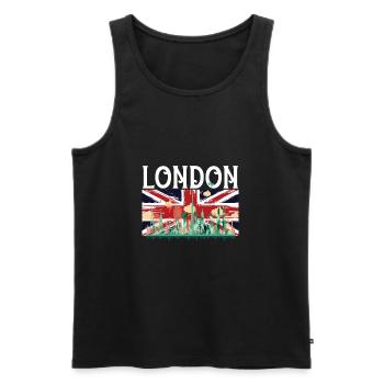 London - Männer Premium Bio Tank Top - Schwarz - Vorne - AI Model Male 178 light (178cm)