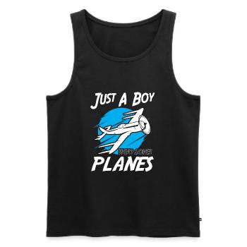Just A Boy Who Loves Planes - Männer Premium Bio Tank Top - Schwarz - Vorne - AI Model Male 178 light (178cm)