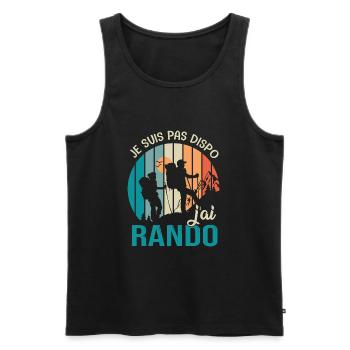 Randonnée pas dispo j ai Rando Humour randonnee - Débardeur bio Premium Homme - noir - Devant - AI Model Male 178 light (178cm)