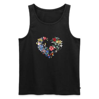 Flower Heart, Flowers,Floral, Flower - Men's Premium Organic Tank Top - black - Front - AI Model Male 178 light (178cm)