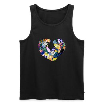 Blumenherz, Blumen,Federn, federherz - Männer Premium Bio Tank Top - Schwarz - Vorne - AI Model Male 178 light (178cm)