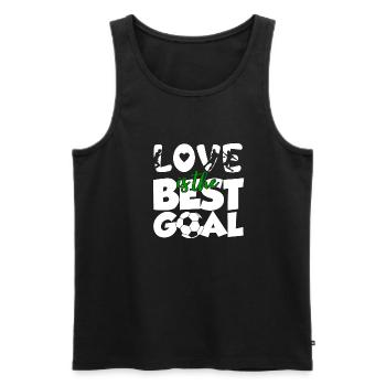 February 14 Valentine's Day Gift Soccer Coach - Men's Premium Organic Tank Top - black - Front - AI Model Male 178 light (178cm)