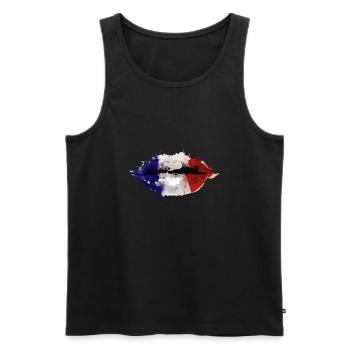 France lips - Men's Premium Organic Tank Top - black - Front - AI Model Male 178 light (178cm)
