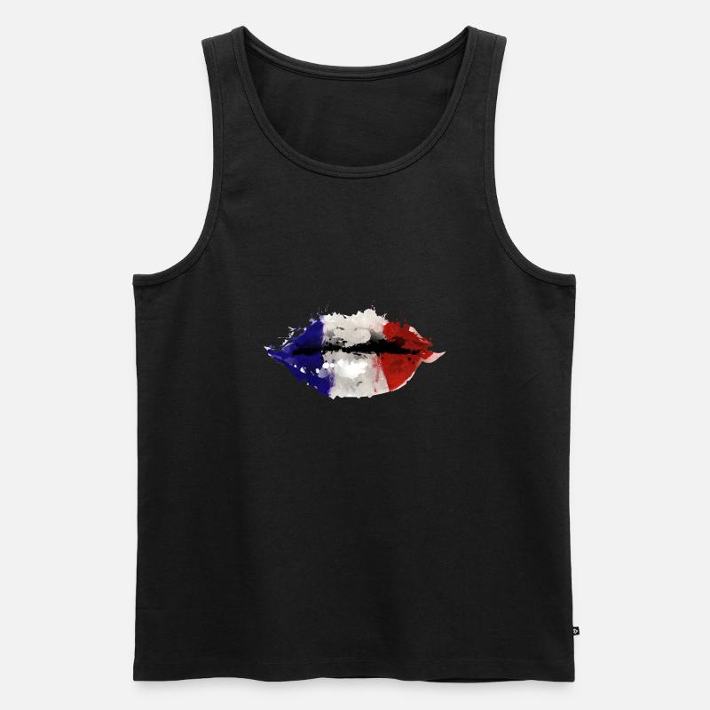 Frankreich Lippen - Männer Premium Bio Tank Top - Schwarz