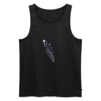 Plume et étoiles - Débardeur bio Premium Homme - noir - Devant - Michal (187cm)