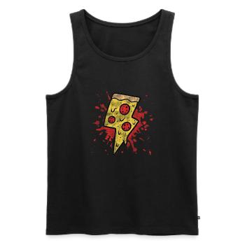 Pizza Italie Italienne Restauration rapide - Débardeur bio Premium Homme - noir - Devant - AI Model Male 178 light (178cm)