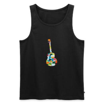 Guitar colorful hippie musical music school music - Men's Premium Organic Tank Top - black - Front - Michal (187cm)