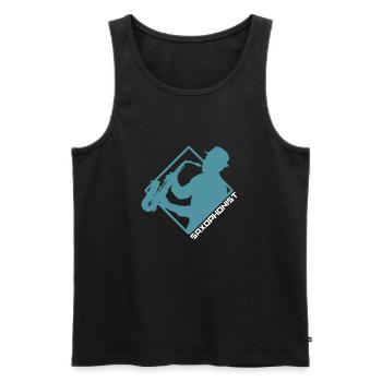 saxophone - Men's Premium Organic Tank Top - black - Front - Michal (187cm)