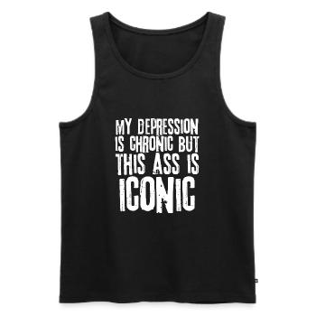 My Depression is Chronic But This Ass is Iconic - Men's Premium Organic Tank Top - black - Front - Michal (187cm)