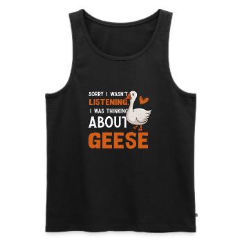 Thinking About Geese Bird Nature - Men's Premium Organic Tank Top - black - Front - AI Model Male 178 light (178cm)