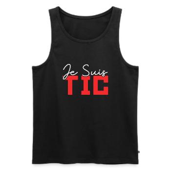 Je Suis TIC | TIC TAC Duo Drôle Cadeau - Débardeur bio Premium Homme - noir - Devant - Michal (187cm)