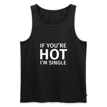 Hot Single - Men's Premium Organic Tank Top - black - Front - AI Model Male 178 light (178cm)