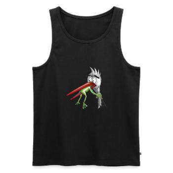 Storch mit Frosch - Männer Premium Bio Tank Top - Schwarz - Vorne - Michal (187cm)