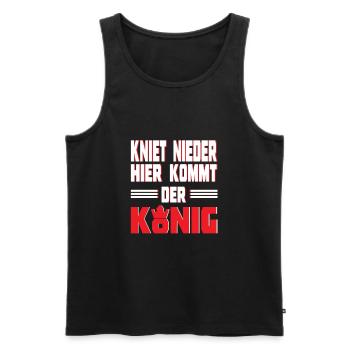 Funny saying Here comes the king gift idea - Men's Premium Organic Tank Top - black - Front - Michal (187cm)