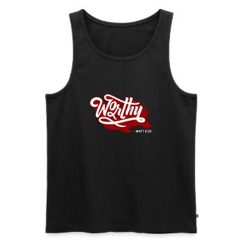 Christian gift - Men's Premium Organic Tank Top - black - Front - AI Model Male 178 light (178cm)