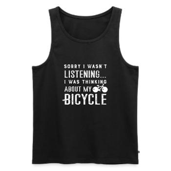 Pensez au cyclisme, loisirs, sports, vélo, nature - Débardeur bio Premium Homme - noir - Devant - Michal (187cm)