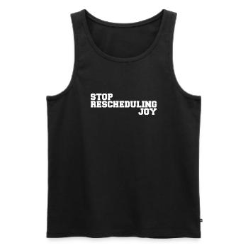 Stoppen Sie die Umplanung von Joy - Männer Premium Bio Tank Top - Schwarz - Vorne - AI Model Male 178 light (178cm)