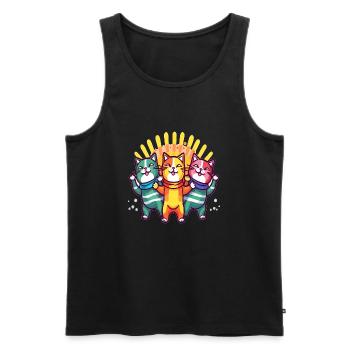Dancing Rainbow Cat Funny Summer Festival - Men's Premium Organic Tank Top - black - Front - AI Model Male 178 light (178cm)
