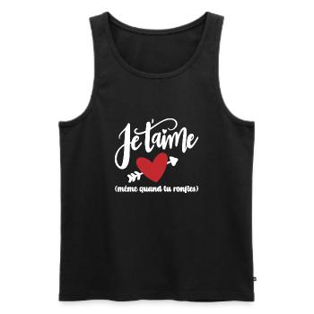Cadeau Saint Valentin Couple Ronfleur Je T'aime - Débardeur bio Premium Homme - noir - Devant - Michal (187cm)