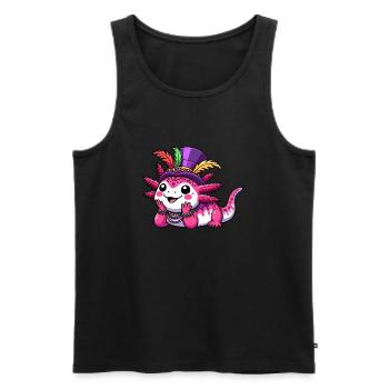 Mardi Gras Axolotl: Karnevals-Freude - Männer Premium Bio Tank Top - Schwarz - Vorne - AI Model Male 178 light (178cm)