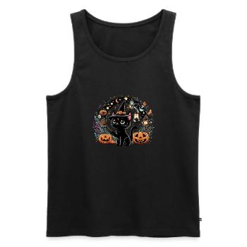 Spooky kitty Halloween 3 - Men's Premium Organic Tank Top - black - Front - AI Model Male 178 light (178cm)