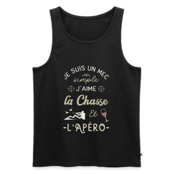Chasse Apero Chasseur Humour Chassé Chasser Fête - Débardeur bio Premium Homme - noir - Devant - Michal (187cm)