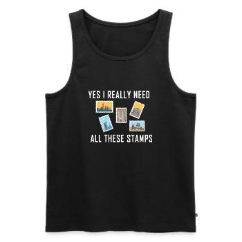 Stamp collecting - Men's Premium Organic Tank Top - black - Front - AI Model Male 178 light (178cm)