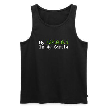 My 127.0.0.0.1 Is My Castle - Débardeur bio Premium Homme - noir - Devant - AI Model Male 178 light (178cm)
