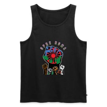 ROMA REVOLUTION OPRE ROMA - Männer Premium Bio Tank Top - Schwarz - Vorne - Michal (187cm)