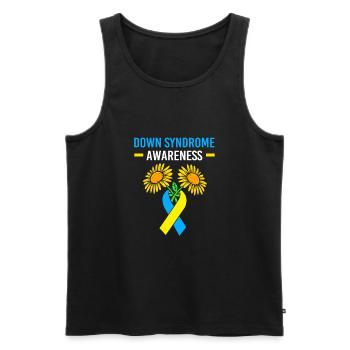 Down Syndrom T21 Chromosom Trisomie Sonnenblume - Männer Premium Bio Tank Top - Schwarz - Vorne - AI Model Male 178 light (178cm)