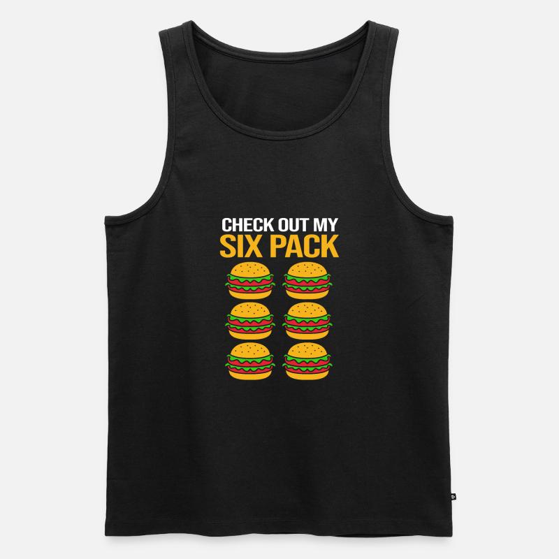 Cheeseburger Six Pack - Männer Premium Bio Tank Top - Schwarz