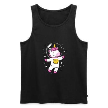 Astronaute Licorne du Système Solaire de l’Univers - Débardeur bio Premium Homme - noir - Devant - AI Model Male 178 light (178cm)