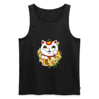 Maneki Neko Japan Lucky Charm - Men's Premium Organic Tank Top - black - Front - AI Model Male 178 light (178cm)