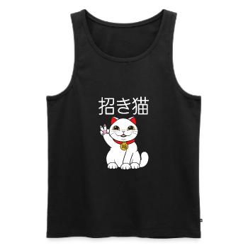 Maneki Neko Japan Lucky Charm - Men's Premium Organic Tank Top - black - Front - AI Model Male 178 light (178cm)