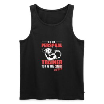 Fitness Fitnesstrainer Fitnessstudio - Männer Premium Bio Tank Top - Schwarz - Vorne - Michal (187cm)