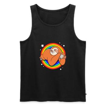 sloth laziness lazy morning grouch LGBT - Men's Premium Organic Tank Top - black - Front - Michal (187cm)