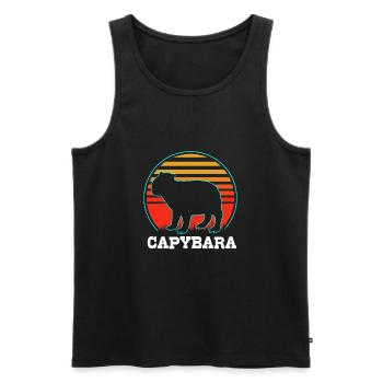 Capybara - Männer Premium Bio Tank Top - Schwarz - Vorne - AI Model Male 178 light (178cm)