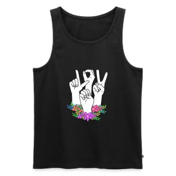 Sign language sign ASL deaf - Men's Premium Organic Tank Top - black - Front - AI Model Male 178 light (178cm)